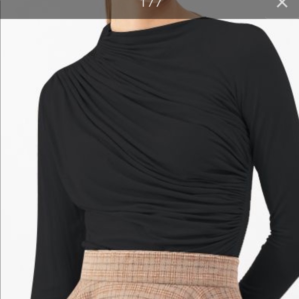 Chicwish Ruched Long-Sleeved Top- Black (Small)